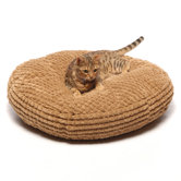 Round Plush "Button" Pet Bed in Coffee