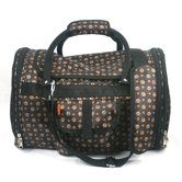 Covered Pet Carrier in Paw Print Brown