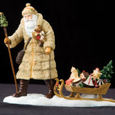 "Father Belsnickle" Limited Edition Santa Pulling Sled Figurine