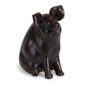 Curious Pig Figurine in Brown