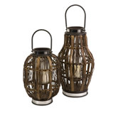Saeran Rattan Candle Hurricane Lantern (Set of 2)