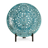 Lopez Floral Pierced Charger with Iron Stand