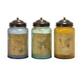 Worldly Butterfly Glass Canister (Set of 3)