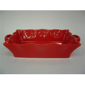 BIA Wavy Bakeware Deep Rectangular Roaster in Red