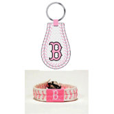 MLB Pink Wristband and Keychain - Boston Red Sox