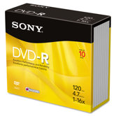 DVD-R Discs, 4.7GB, 16x, 10/Pack