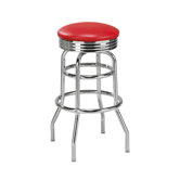 Steel Double Ring 30" Retro Backless Metal Swivel Barstool