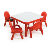Square Baseline Toddler Table and Chair Set in Candy Apple Red