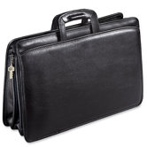 University Triple Gusset Zip Top Tri-Pocket Briefcase