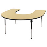 60" x 66" Horseshoe Shaped Adjustable Activity Table in Maple