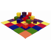 Patchwork Mat & Toddler Blocks Set in Primary Colors