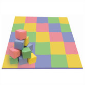 Patchwork Mat & Toddler Blocks Set in Pastel Colors