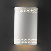 Ambiance Open Top and Bottom Small Cylinder Outdoor Wall Sconce with Floral Band