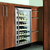 Wine Cellar with Wooden Shelves in Black