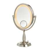 10X Nickel Oval Lighted Vanity Mirror