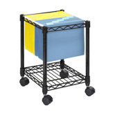 Wire Compact Mobile File Cart in Black