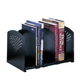 Adjustable 5 Section Steel Book Rack in Black