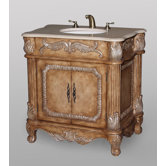 Brown Vanity with Ivory Sinks