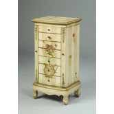 Six Drawer Jewelry Armoire in Antique Ivory
