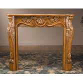 Fireplace Surround with Carved Design in Medium Brown