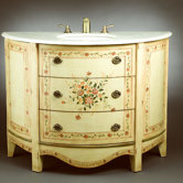47.5" Curved Vanity with Sink in Antique Ivory