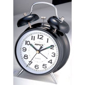 Desktop Double Bell Alarm Clock with 4" Dial in Black