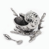Coquilles Snail Shell with Coral Stand and Spoon