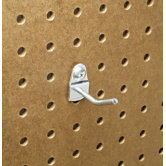 DuraHook 1 In. Single Rod 30 Degree Bend 3/16 In. Dia. Zinc Plated Steel Pegboard Hook for DuraBoard, 10 Pack