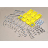 DuraHook 95 Pc Zinc Plated Steel Hook & Bin Assortment for DuraBoard (85 Asst Hooks & 10 Asst Bins)