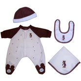 20" Nursery Baby Doll Big Brown Bear Michael Doll Ensemble