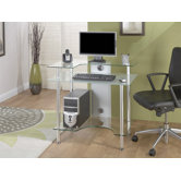 Small Computer Desk with Clear Glass
