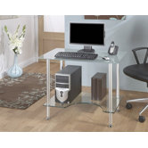 Small Glass Computer Desk in Silver
