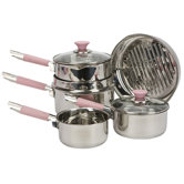 Breast Cancer Campaign 5 Piece Handled Double Pour Saucepan Set in Pink