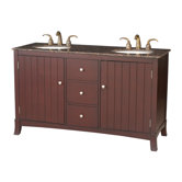 Alexis 60" Double Bathroom Vanity in Cherry Red with Granite Top