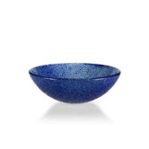 Glass Vessel Sink with Blue Bits Design