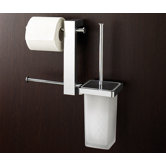 Bridge Wall Mounted Bathroom Butler with Double Toilet Paper Holder and Toilet Brush in Chrome