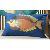 Funky Blue Fish Rectangular Throw Pillows