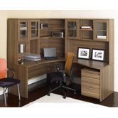 63" Crescent Desk Suite with Hutches