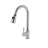 Single Handle Pull Down Gooseneck Kitchen Faucet