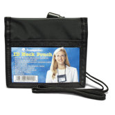 ID Neck Pouch,Horizontal,Adjustable 42" Cord,4"x2-1/4",Black