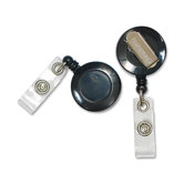 Card Reel, with Spring Clip, Stretches 30", Black