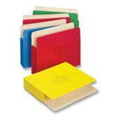 File Pocket, 3-1/2" Expansion, Letter, 5 per Pack, Assorted