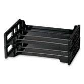 Stackable Desk Trays, Side Load, 13-3/16"x9"x2-3/4", 2 per Pack, Black