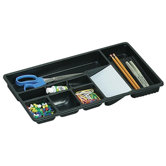 Drawer Tray, 9 Compartments, 16"x9"x1-1/2", Black
