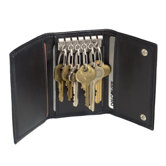 Harness Cowhide Leather Snap Button Closure Key Case