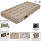 Twin Suede Top Air Bed with Built in Pump