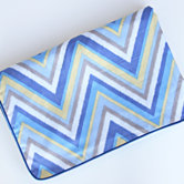 Ikat Chevron Blue Piped Blanket