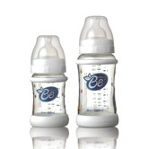 2 Piece Wide Glass Baby Bottles with Silicone Grips Set