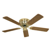 5-flg. Deckenventilator "Classic Flat" in Messing poliert / Eiche antik