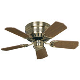 5-flg. Deckenventilator "Classic Flat" in Messing antik / Eiche antik